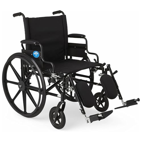 Medline K4 Premium Extra-Wide Lightweight Wheelchair with 20' Seat, Swing-Back Desk-Length Arms, Elevating Leg Rests, and 350 lb. Weight Capacity