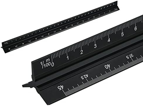 Metric Scale Ruler 1:150 1:100 1:75 1:50 1:25 1:20 30 Centimeter Triangle Aluminum Architect Ruler Accurately Marked for Architectural Engineering, Painting, Education and Learning