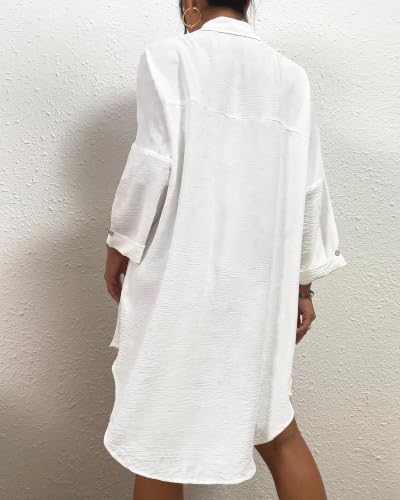 Image of Bsubseach Womens Modern Swimsuit Cover Up Blouse Button Down Shirt Dresses Tops