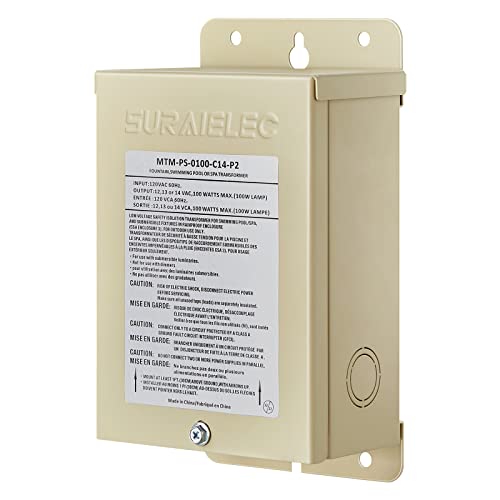 Suraielec 100W Pool Light Transformer 120V to 12V 13V 14V AC Multi Tap Outputs Low Voltage Safety Transformer for Pool Spa Lighting Fountain Landscape Lights UL Listed