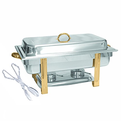 Tiger Chef 8 Quart Full Size Buffet Chafing Dish Set with Gold Accents