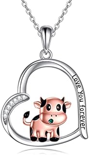 VENACOLY Goat/Cow/Pig/Guinea Pig Necklace Sterling Silver Heart Pendant Animal Necklace Jewellery Gifts for Women