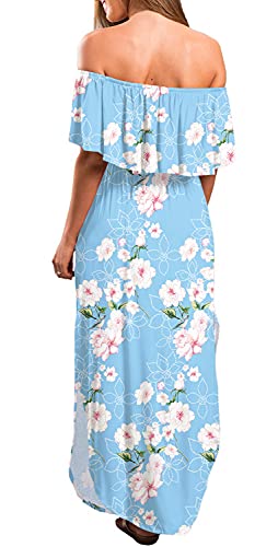 Image of LILBETTER Womens Off The Shoulder Ruffle Party Dresses Side Split Beach Maxi Dress
