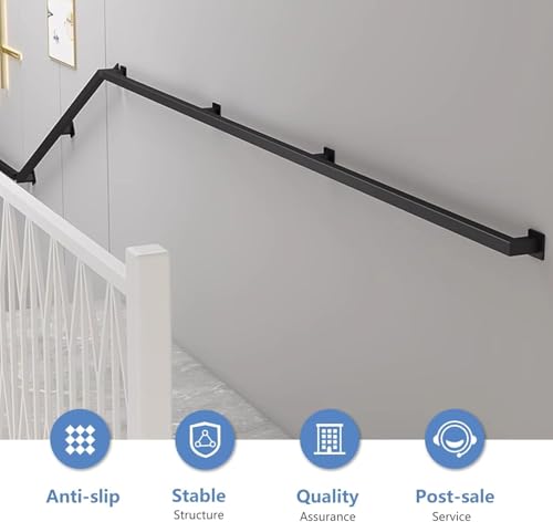 Rampes d'escalier murales noires 100cm faciles à installer - 5