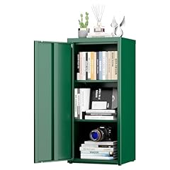 SUPEER Armadio in metallo per ufficio con porta singola, 88 x 40 x 35 cm, 2 ripiani regolabili in altezza, robusto armadietto in metallo per documenti, documenti e accessori da ufficio (verde)