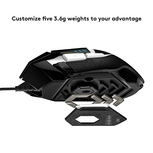 Logitech G502 Hero High Performance Gaming Mouse Special Edition, Hero 25K Sensor, 25 600 Dpi, Rgb, Adjustable Weights, 11 Programmable Buttons, On-Board Memory, Pc/Mac - Black/White #TOP4