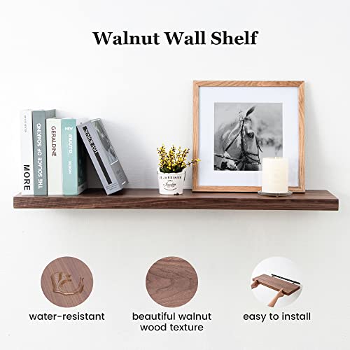 Fun Memories Floating Shelves 36 Inches Long, 8" Deep Wooden Shelf For Wall, Rustic Walnut Wall Shelves For Home Decor & Storage, Floating Book Shelves Display Shelf For Living Room, Bedroom, Kitchen #TOP1