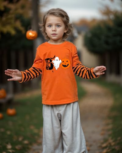 Dino Skeleton Shirt Kids Halloween Stripe Long Sleeve Tshirt Toddler Boy Girl Funny Halloween Tees Tops 1-7 Years2