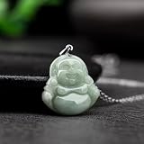 Naturalny Feng Shui Zielony Jadeitowy Naszyjnik Wisiorek dla Kobiet Prawdziwy Joga Jadeitowy Budda Uśmiechnięty Budda S925 Srebrny Naszyjnik