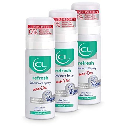 CL refresh Deodorant Spray mit kühlender Wirkung - 3er Pack 50 ml Deo Spray ohne Aluminium & Zink bietet Frische - veganes Deo Herren & Damen Cover
