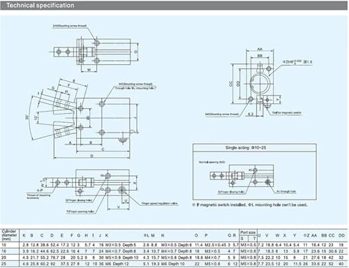 Vérin de serrage angulaire MHC2-20D double effet 20 mm pour bras robotique