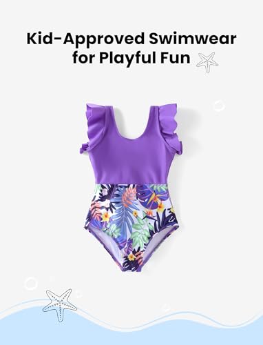 Image of PATPAT Family Matching Swimwear Set: Floral Print Sleeveless Ruffled One Piece Bathing Suits