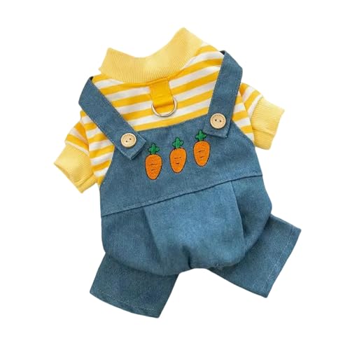 Design unico: questa tuta in denim per cani presenta un design monopezzo che include e jeans blu, facendo risaltare il tuo amico peloso tra la folla.