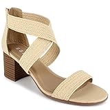 Gewebtes Obermaterial Esprit Damen TIANNA Sandalen mit Absatz, Natur, 41 EU