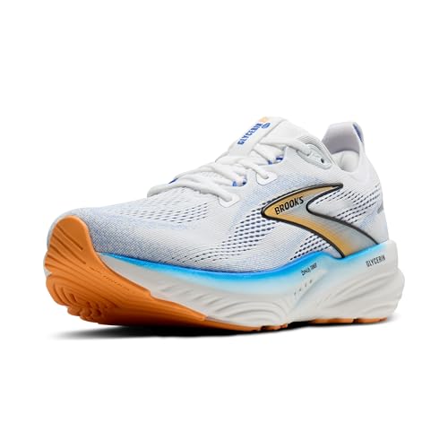 Brooks Men&rsquo;s Glycerin 22 Neutral Running Shoe - White/Cobalt/Orange - 8 Medium