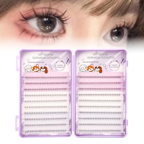 Image of MAYCREATE 240PCS Self Adhesive Bottom Lash Clusters Lower Lashes DIY Eyelash Extensions Wispy Natural Look Clear Band False Lashes Individual Bottom Fake Eyelashes With Tweezer