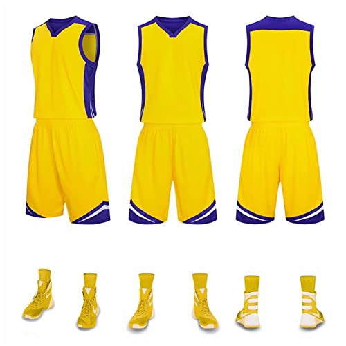 T-shirt et short de basket-ball, costume sans manches de basket-ball, maillot de basket-ball, enfant pour adultes, vêtements de sport de basket-ball, gilet + short (couleur-02,5XL) Cover