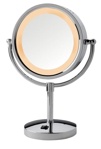 LED Lighted Makeup Mirror - 5X-1X Magnification - Polished Chrome Finish - 8.5 Diameter (HL745CO Model)