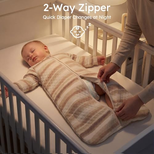 Image of Yoofoss Baby Sleep Sack 18-24 Months 1.0 Tog Long Sleeve Sleep Sack Organic Cotton Wearable Blanket for Toddlers 2-Way Zipper Quilted Sleeping Sacks(X-Large)