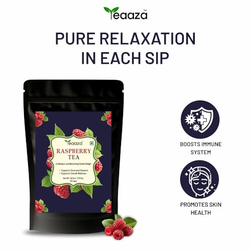 Teaaza Organic Raspberry Tea for PCOS, Pregnancy & Fertility – 20 Grams-20 Cups | Natural Herbal Tea for Hormonal Balance, Reproductive Health, & Women's Wellness | Caffeine Free Raspberry Tea For Pregnancy And To Support The Female System | Reusable Zip Pouch