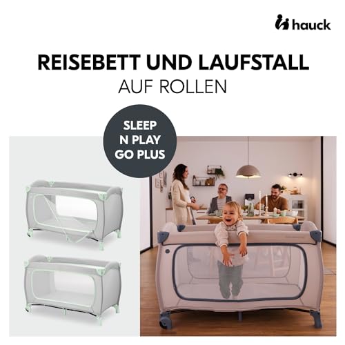 Hauck Kinderreisebett Sleep N Play Go Plus mit Rädern, Transporttasche und Großen Schlupf zum Spielen, Klein Zusammenklappbar, Baby Reisebett Kleinkind ab Geburt bis 15 kg (Dusty Mint) – Bild 3