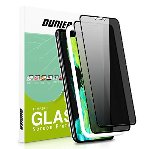 [2-Pack] OUNIER for iPhone 11 Pro Max/iPhone Xs Max 28°True Privacy Screen Protector,[Easy Frame] [Full Coverage] Anti-Spy Tempered Glass Screen Protector Compatible with Apple iPhone Xs Max [6.5