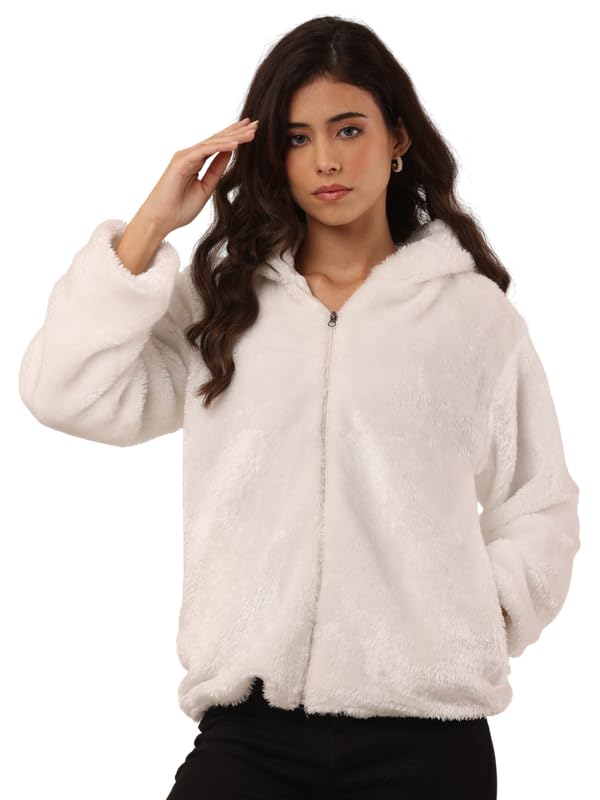 Fluffy Bear Hooded Coat Jacket for Women | Regular Fit | Fluffy Jacket Hoodie | Faux Fur | Ideal for Outings, Several Occasions-picture-53