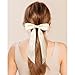 2PCS Silky Satin Hair Bows Hair Clip Light Beige Hair Ribbon Ponytail Holder Accessories Slides Metal Clips Hair Bow for Women Girls Toddlers Teens Kids