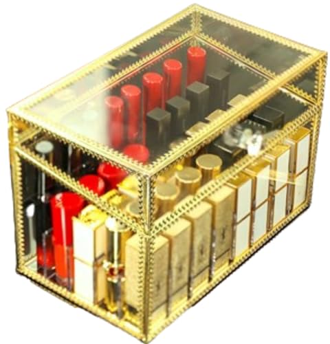 Riuuyyi 口紅収納ケース 蓋付き コスメ収納ケース 化粧品収納ボックス ガラス クリア オシャレ 口紅収納スタンド リップスタンド アクセサリー収納 ジュエリーケース コスメ収納 ディスプレイ メイク用品 透明 (40仕切り(23x13.5x15.5