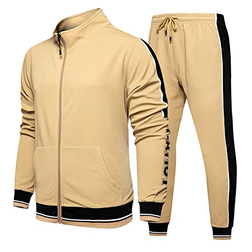 Ni_ka Ensemble Homme Sweatshirt Classique Décontractée Survetement Sport Vêtement Full Zipper Tops Et Pantalon Complet SurvêTement Avec Des Poches Noir Rouge Taille S à 2xl