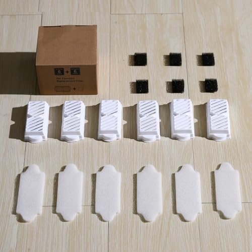 Image of (18 Pack) 6 Sets Ceramic Cat Water Fountain Replacement Filters, Pet Fountain Replacement Filters for 2.2L /74OZ Ceramic Fountain(White)