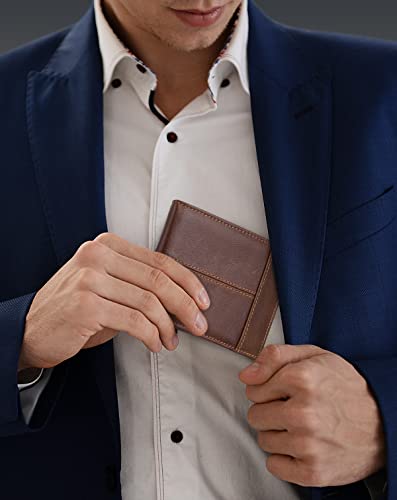 Mens Wallet RFID Genuine Leather Bifold Wallets For Men, ID Window 16 Card Holders Gift Box3