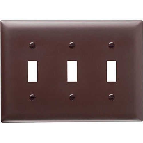 Pass & SeymourSP3U Wall Plate Plastic Three Gang Three Toggle Without Line, Brown