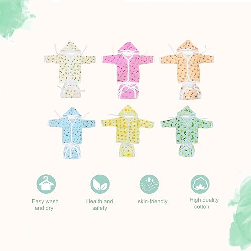 Image of Fareto New Born Baby Clothing Set Front Open Half 6 Shirts | 6 Tying Nappies | 6 Tying Caps | Infant Cloths (0-3 Months) (Pack Of 18)