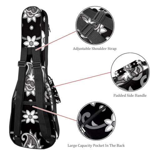 JRHEJTHH Housse imperméable durable pour ukulélé avec épaules réglables pour ukulélé de 53,3 cm, 58,4 cm, 61 cm, rembourrage épais, motifs texturés élégants – Noir, Multicolore., - Les Beatles, Paul McCartney, John Lennon, RIngo Starr, George Harrison JRHEJTHH Housse imperméable durable pour ukulélé avec épaules réglables pour ukulélé de 53,3 cm, 58,4 cm, 61 cm, rembourrage épais, motifs texturés élégants – Noir, Multicolore., – Image 4