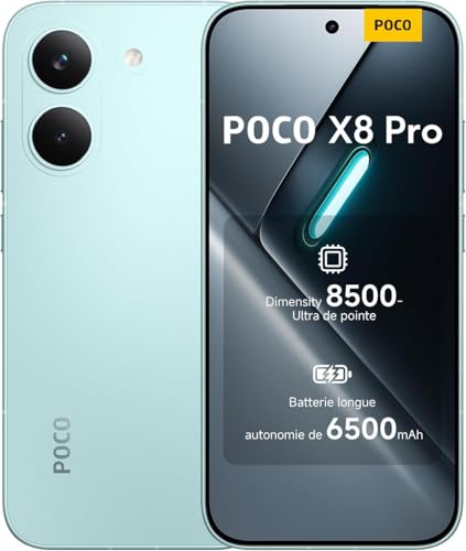 XIAOMI Poco X8 Pro 5G Smartphone, 8 + 512 GB, Android 16, Grün, Mediatek Dimensity 8500 Ultra, Ultra-helles AMOLED-Display, 6500 mAh, 100 W, 50 MP, Sony IMX882, mit Ladegerät