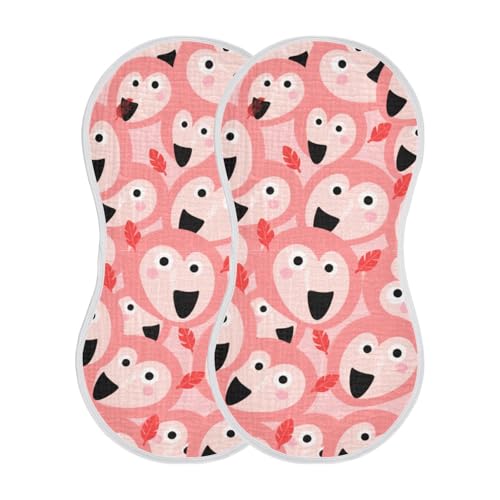 Cartoon Cute Animal Pink Cotton Burp Cloths Baby Good Absorbent Baby Burp Rags for Set of 2, 22x11in