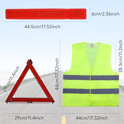 ZenHuaXinTon 2in1 Warndreieck Set für KFZ/Motorrad – Auto Warndreieck & Warnweste mit 360° Reflektion, Faltbares Pannendreieck in Kompakt-Tasche