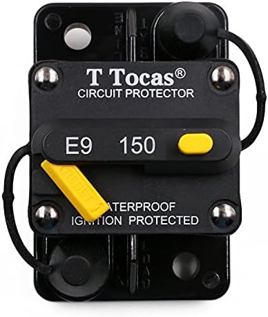 T Tocas 150 Amp Surface-Mount Circuit Breakers with Manual Reset Switch Button for Boat Marine RV Yacht Truck Solar, 12V - 48V DC, Waterproof (150A)