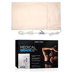 Medical Grade Heating pad with Automatic Moist Heat by Thermotech – High Heat Heating Pad for Back Pain and Cramps – Versatile Medium Analogue – 14″ x 17″