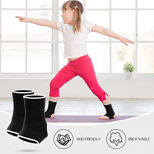 Image of Haysandy 4 Pieces / 2 Pair Kids Ankle Support Brace Elastic Kids Compression Socks Knitted Ankle Sleeve for Jogging Running Fitness(Black, Dark Blue,5-10 Years)