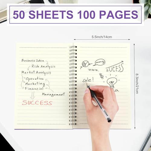 Image of Yahenda 6 Pcs Spiral Notebooks,1 Subject,Wide Ruled, Purple