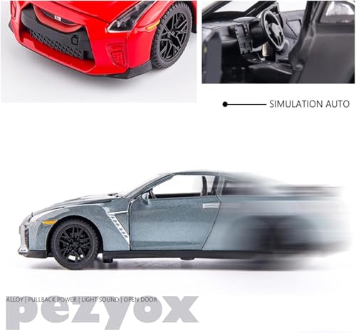 Image of 1:32 Scale Die-Cast Metal GT-R with Openable Doors and Pull Back Action with Lights & Music (Grey)