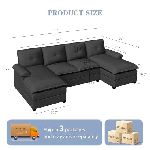 Modern U Shaped Sectional Sofa for Living Room