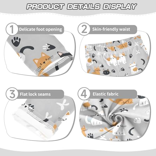 Cat and Gray Background Girls Leggings Athletic Pants Tights Stretch Bottom3