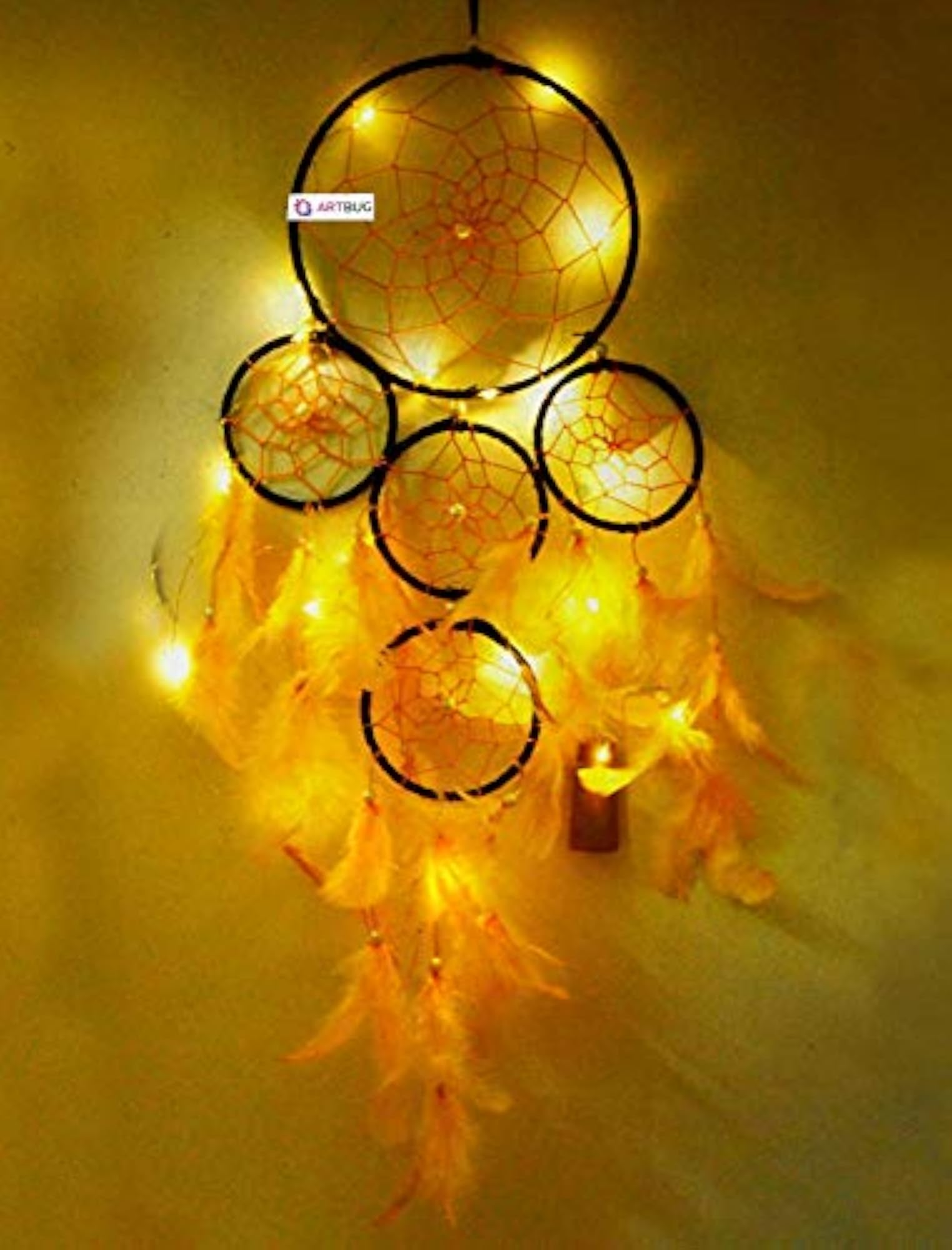 ART BUG Wall Hanging with LED Lights - Black and Yellow Combination