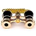 HQRP 3x25 Opera Glasses Theater Binoculars, w/Crystal Clear Optic (CCO), Black with Gold Trim w/Necklace Chain, for Adults Kids Women in Musical Concert Sport Events etc.