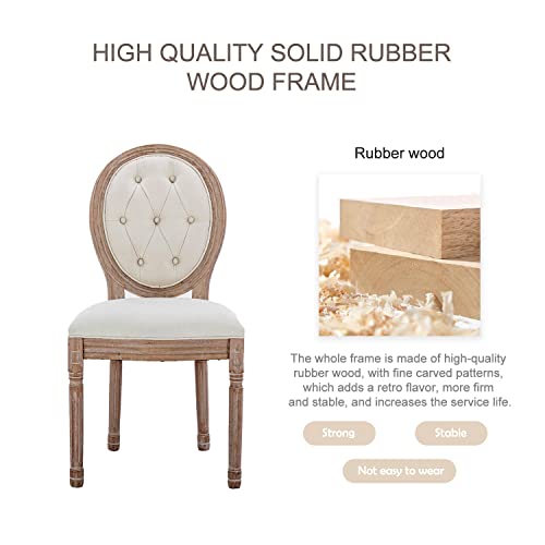 Image of Virabit French Country Dining Chairs Set of 6, Vintage Louis Chairs with Curved Backrest and Beautifully Carved Solid Wood Frame, Farmhouse Dining Chairs for Living Room, Kitchen, Restaurant