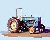 TOILE 100% coton 380 Gsm Feeling at home IMPRESSION d\'art sur TOILE encadré dans CAISSE AMERICAINE Tracteur vintage I Emily Kalina Transport Paysage sur toile 100% coton affiche encadré prêt à accroche cm_56_X_70