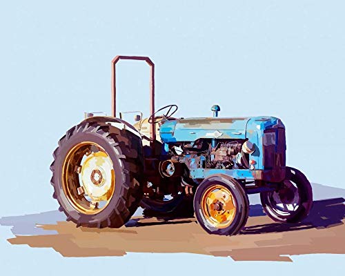 Affiches sur toile tracteur vintage paysage campagne 77x96 cm